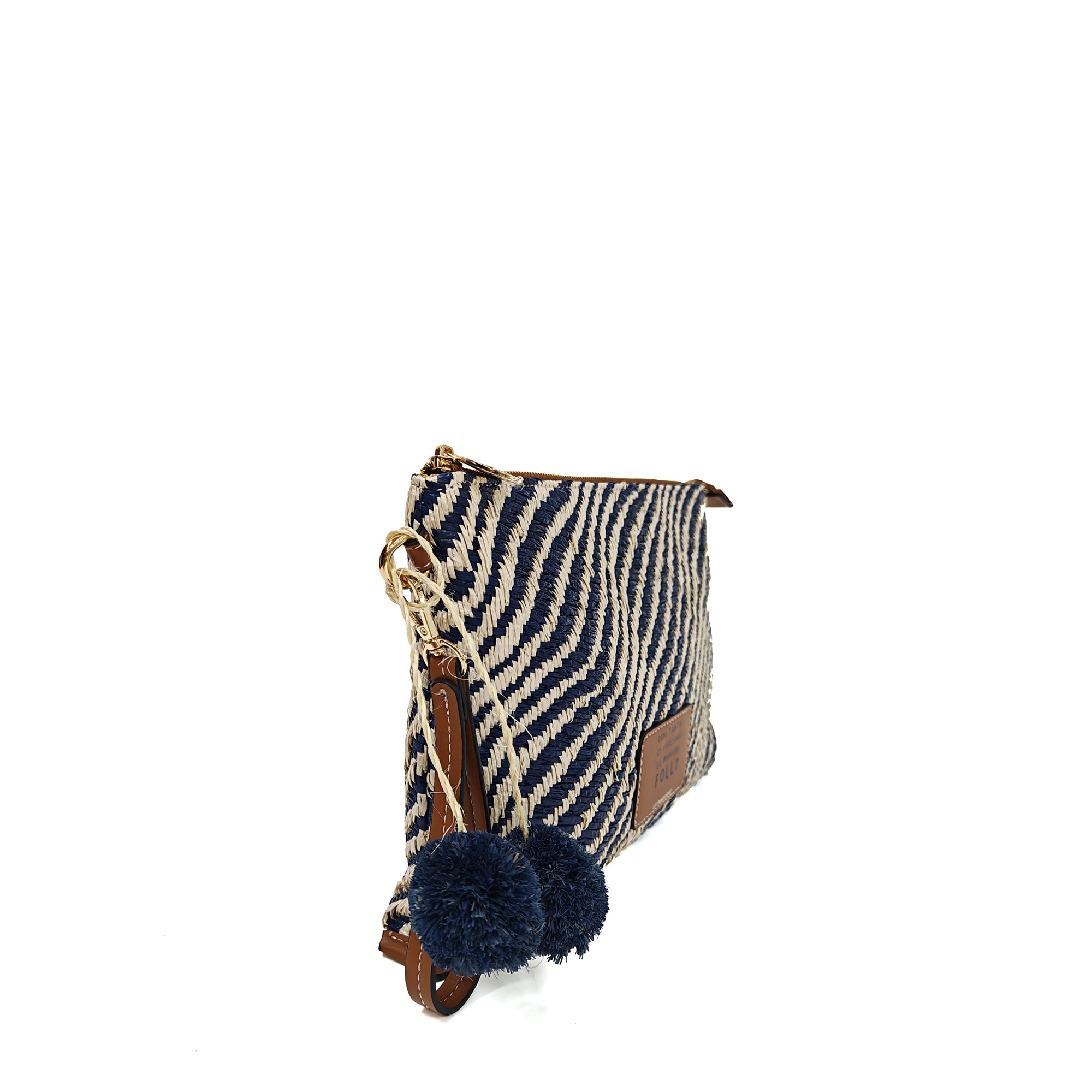 Pochette Sunny in tessuto con dettaglio pom-pon colore blu - Idee Regalo | Le Pandorine