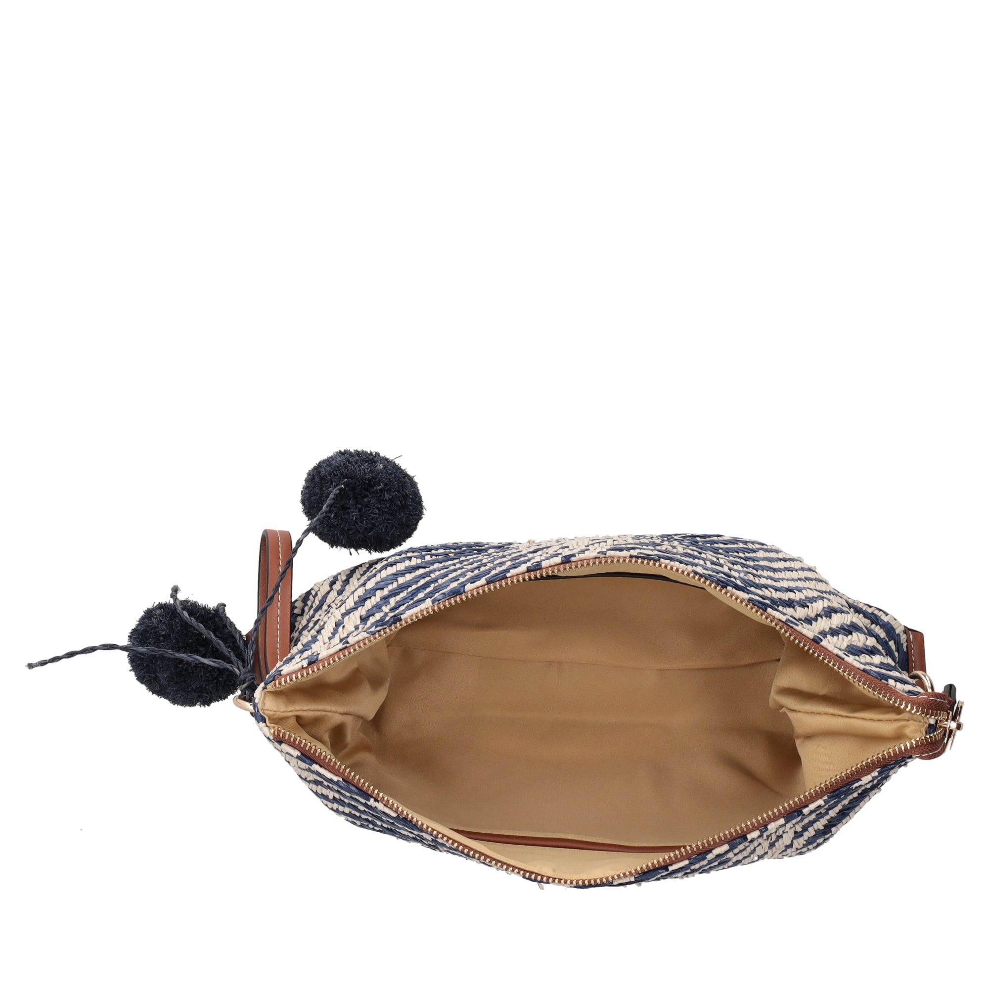 Pochette Sunny in tessuto con dettaglio pom-pon colore blu - Idee Regalo | Le Pandorine