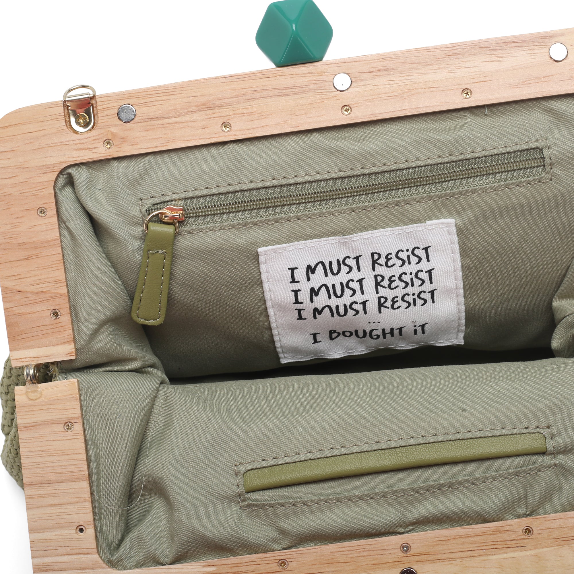 Pochette Francy con chiusura in legno colore verde menta - VERDE | Le Pandorine