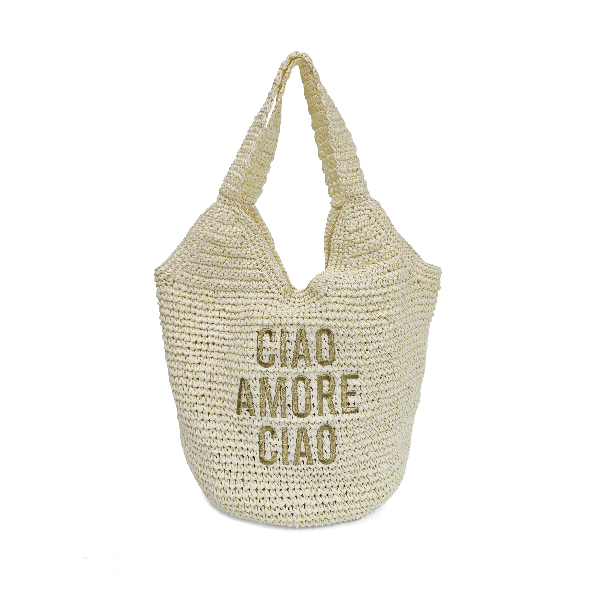Luce shoulder bag in white woven raffia - Collezione Spring Summer | Le Pandorine