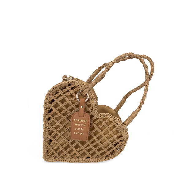 Heart Bag Heart Bag Shoulder Bag in Natural Color Straw | Le Pandorine