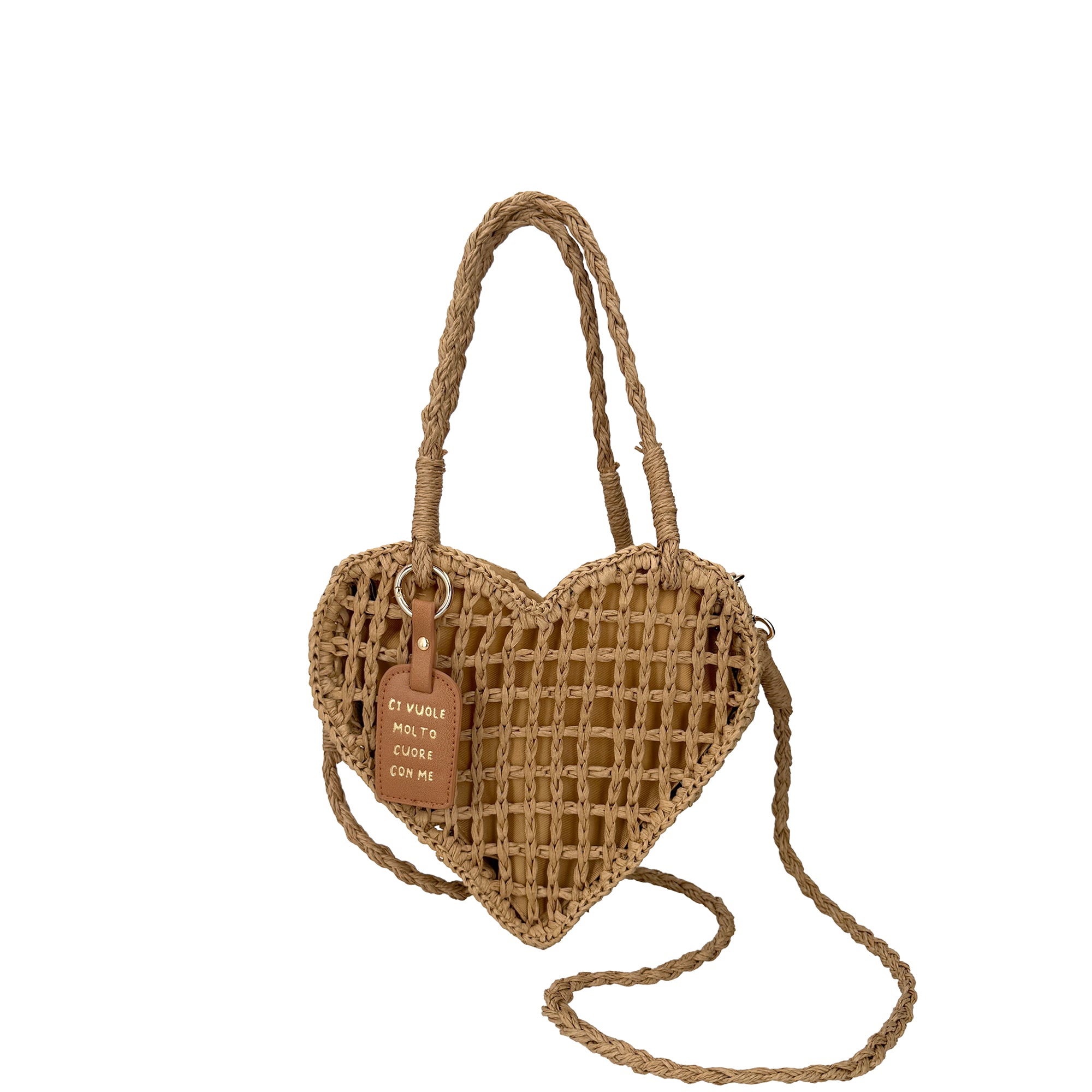 Heart Bag Heart Bag Shoulder Bag in Natural Color Straw - Shoulder Bags | Le Pandorine