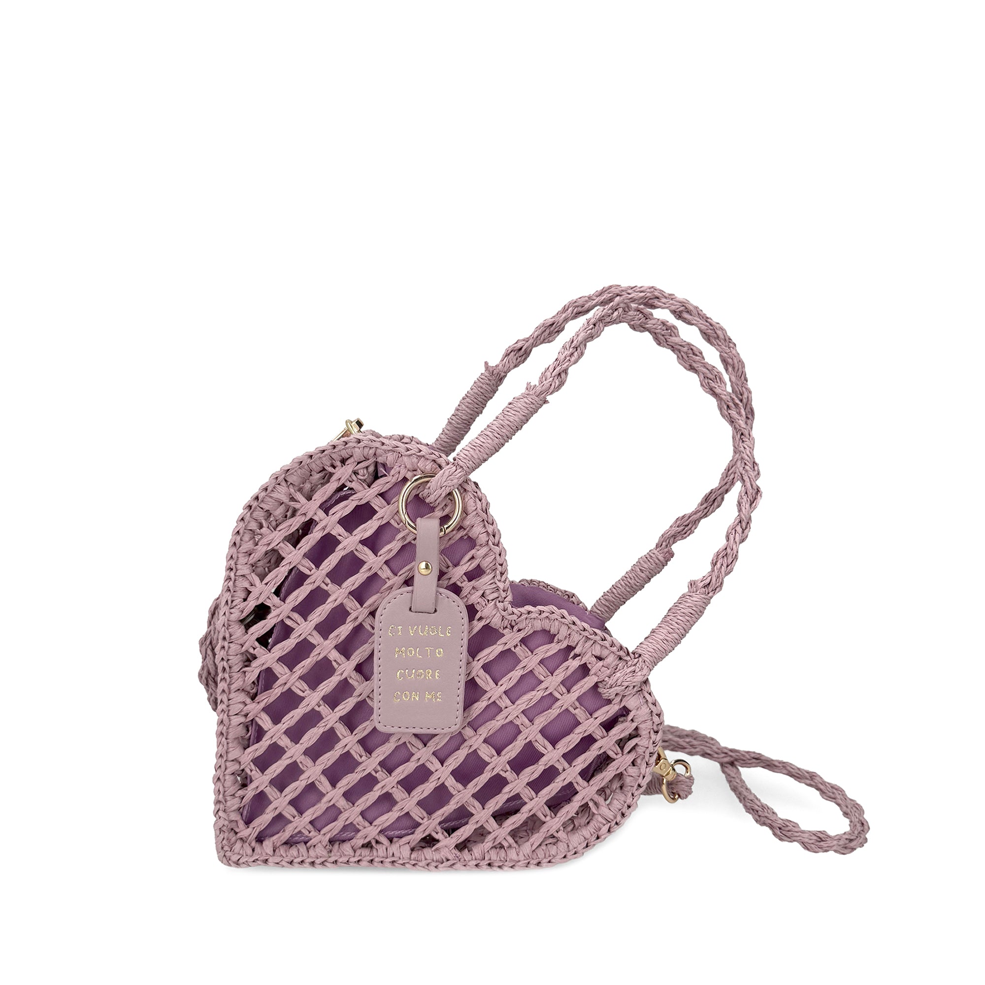 Heart Bag Shoulder Bag in Cream Straw - Shoulder Bags | Le Pandorine