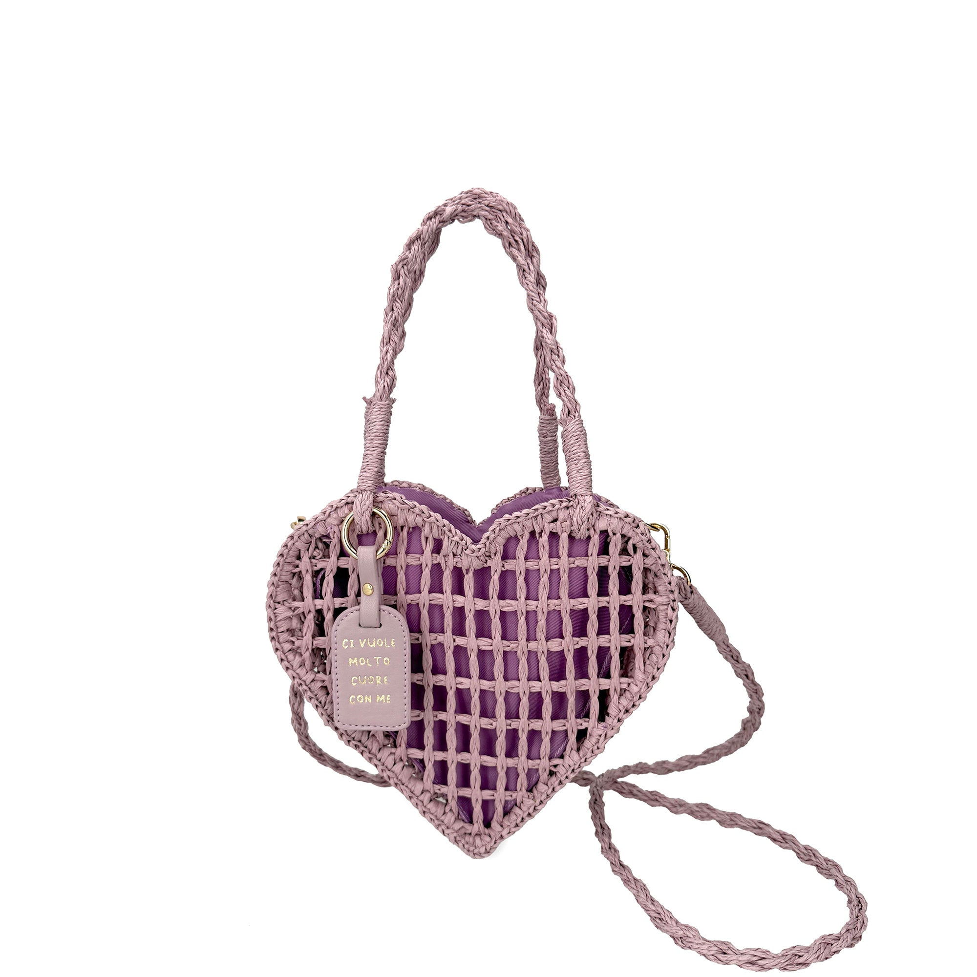 Heart Bag Shoulder Bag in Cream Straw - Shoulder Bags | Le Pandorine