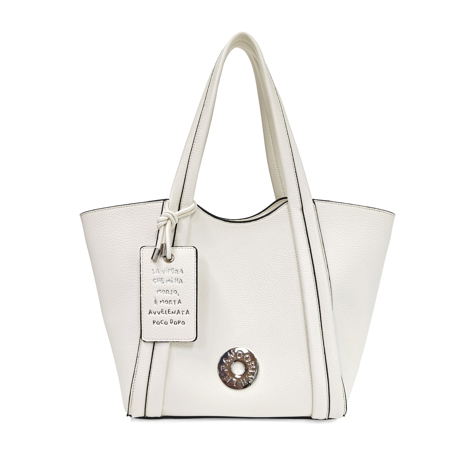 Shopping bag Vicky con tag decorativo colore bianco - Vicky | Le Pandorine
