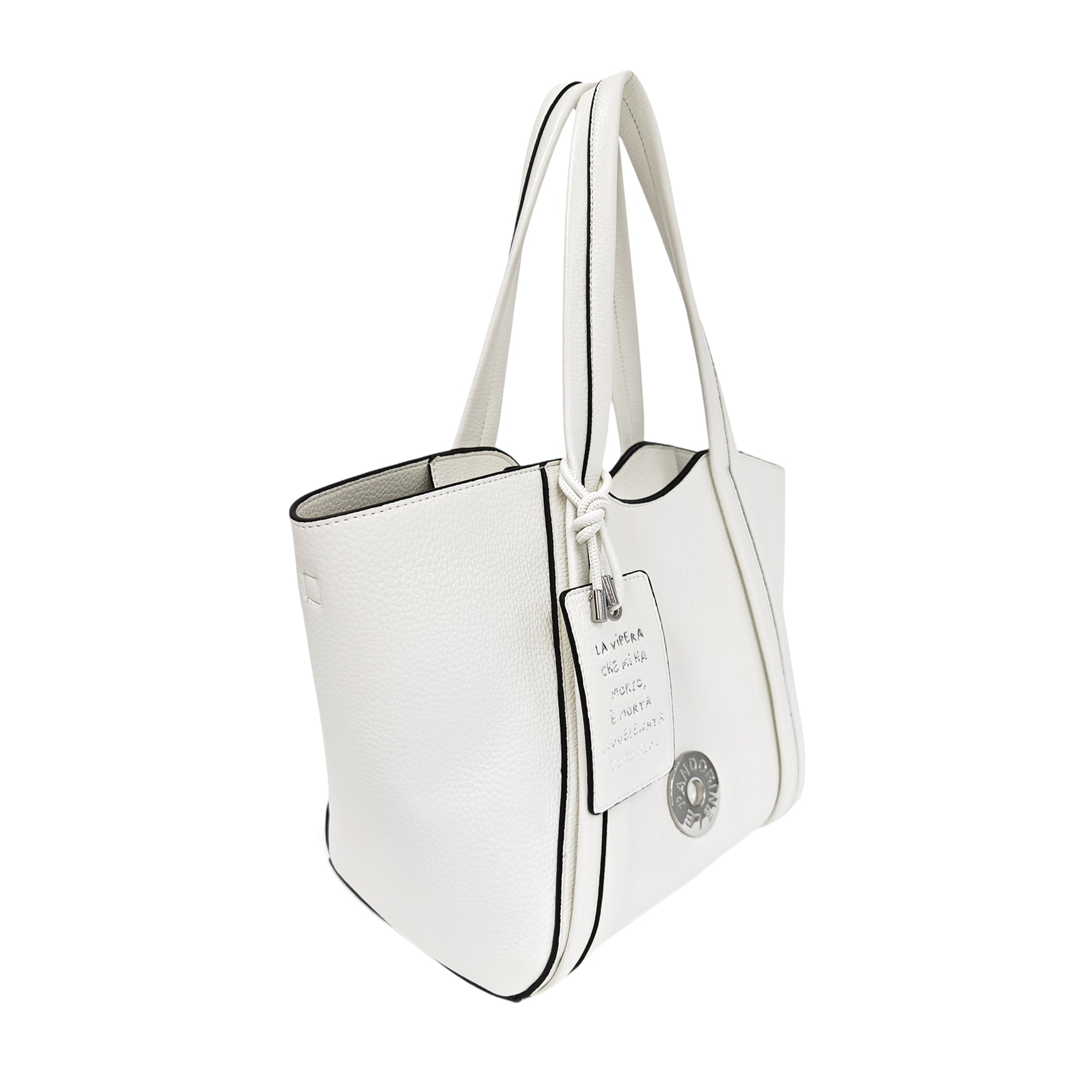 Shopping bag Vicky con tag decorativo colore bianco - Vicky | Le Pandorine