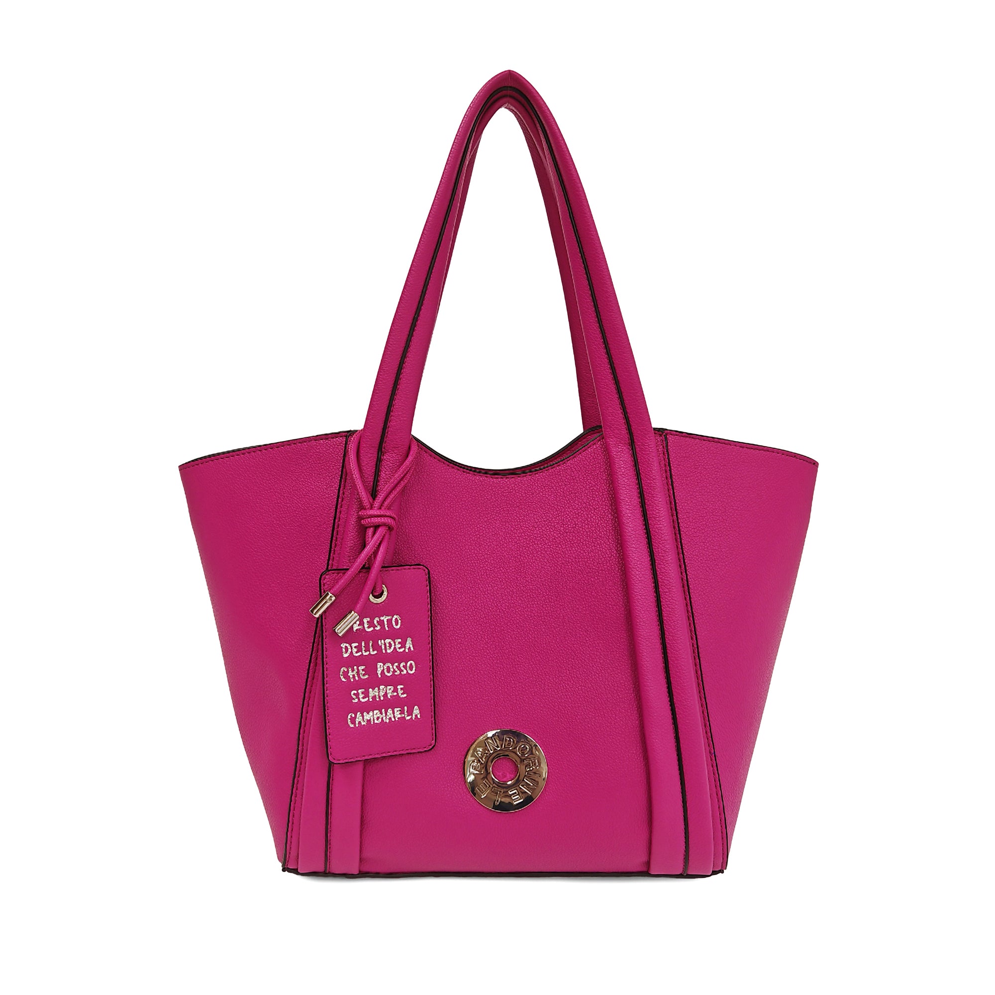 Shopping bag Vicky con tag decorativo colore fucsia - Vicky | Le Pandorine