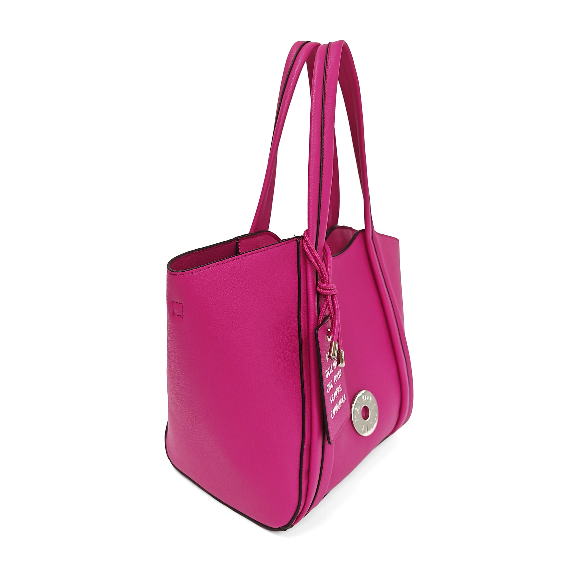 Shopping bag Vicky con tag decorativo colore fucsia - Vicky | Le Pandorine