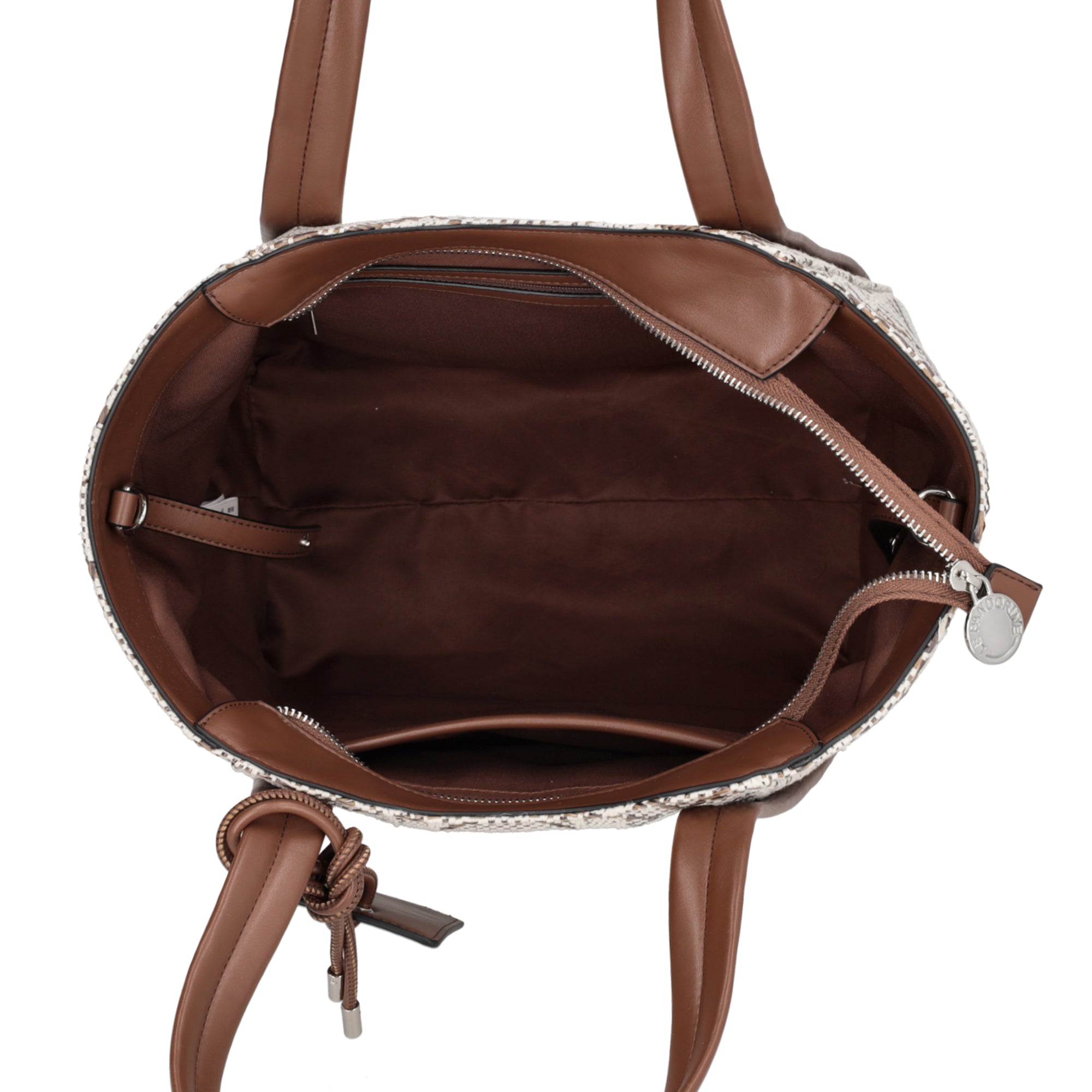 Shopping bag Texture Vicky con tag decorativo colore marrone - Vicky | Le Pandorine