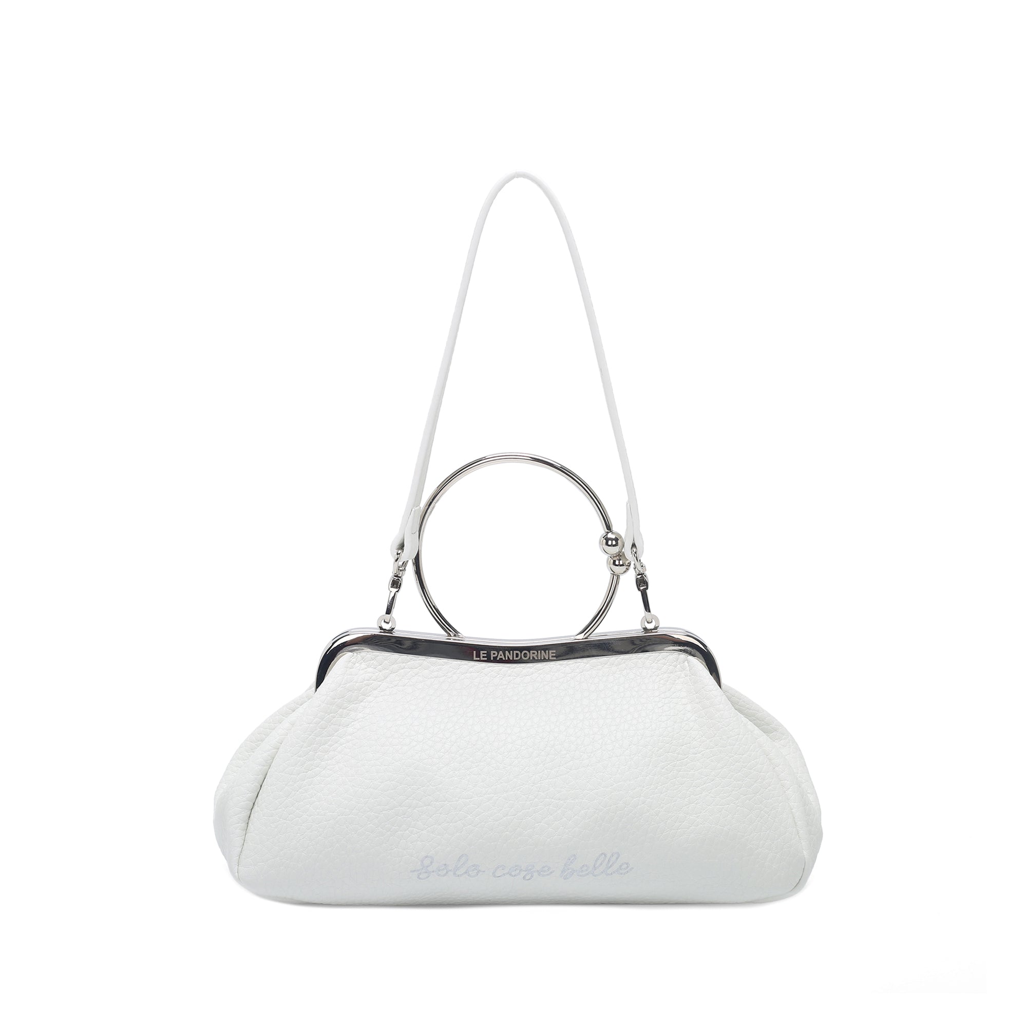 Giada handbag with hoop handle white color - Women's Pochette | Le Pandorine