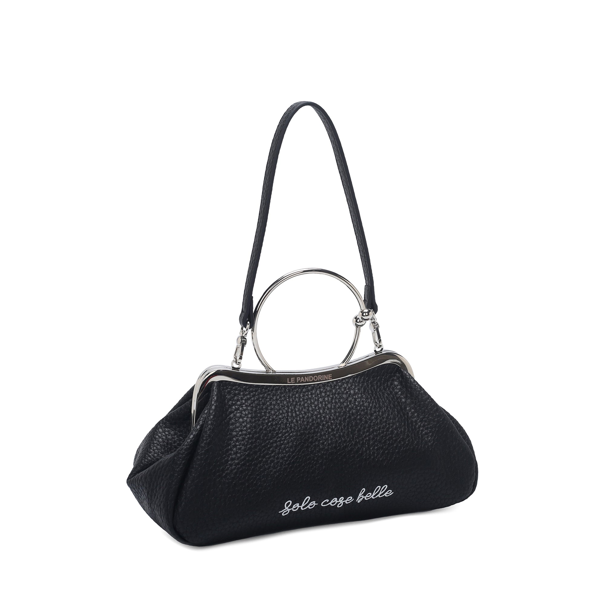 Giada handbag with black hoop handle - Women's Pochette | Le Pandorine