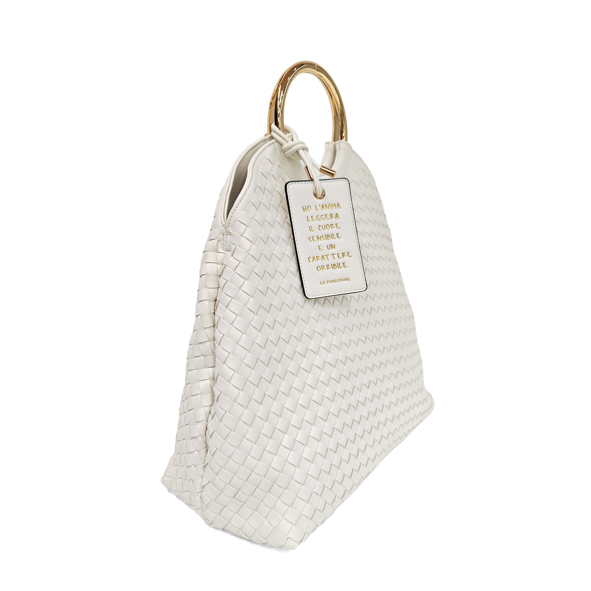 Aurora handbag with hoop handle cream color - Women Bags | Le Pandorine