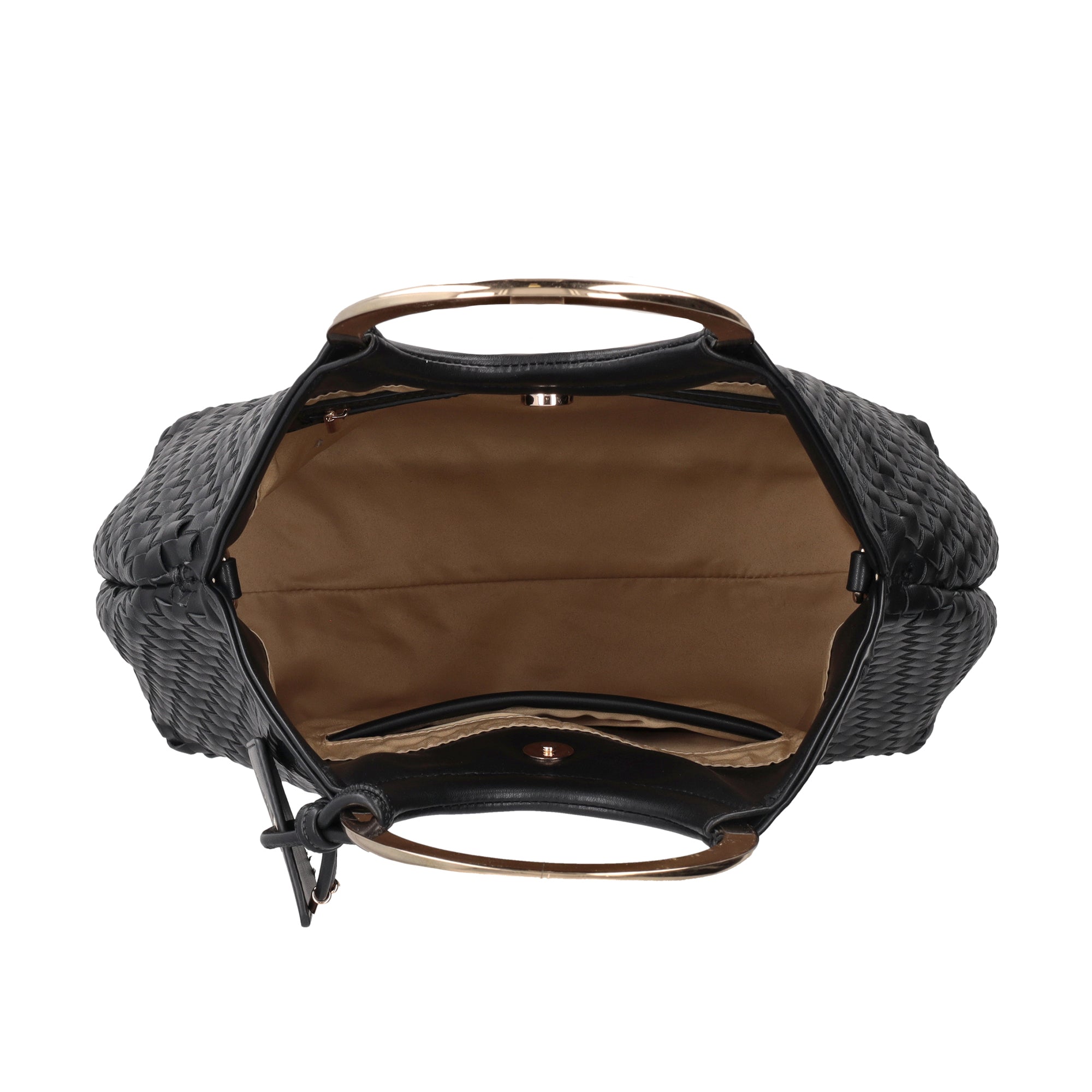 Aurora handbag with hoop handle black color - Women Bags | Le Pandorine